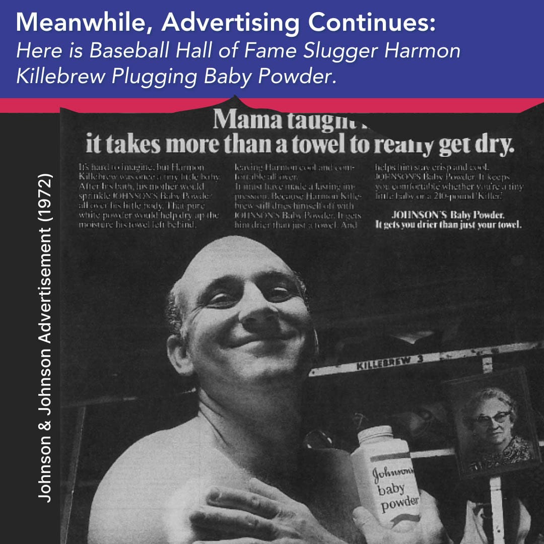 Baseball Hall of Fame Slugger Harmon Killebrew Plugging Baby Powder