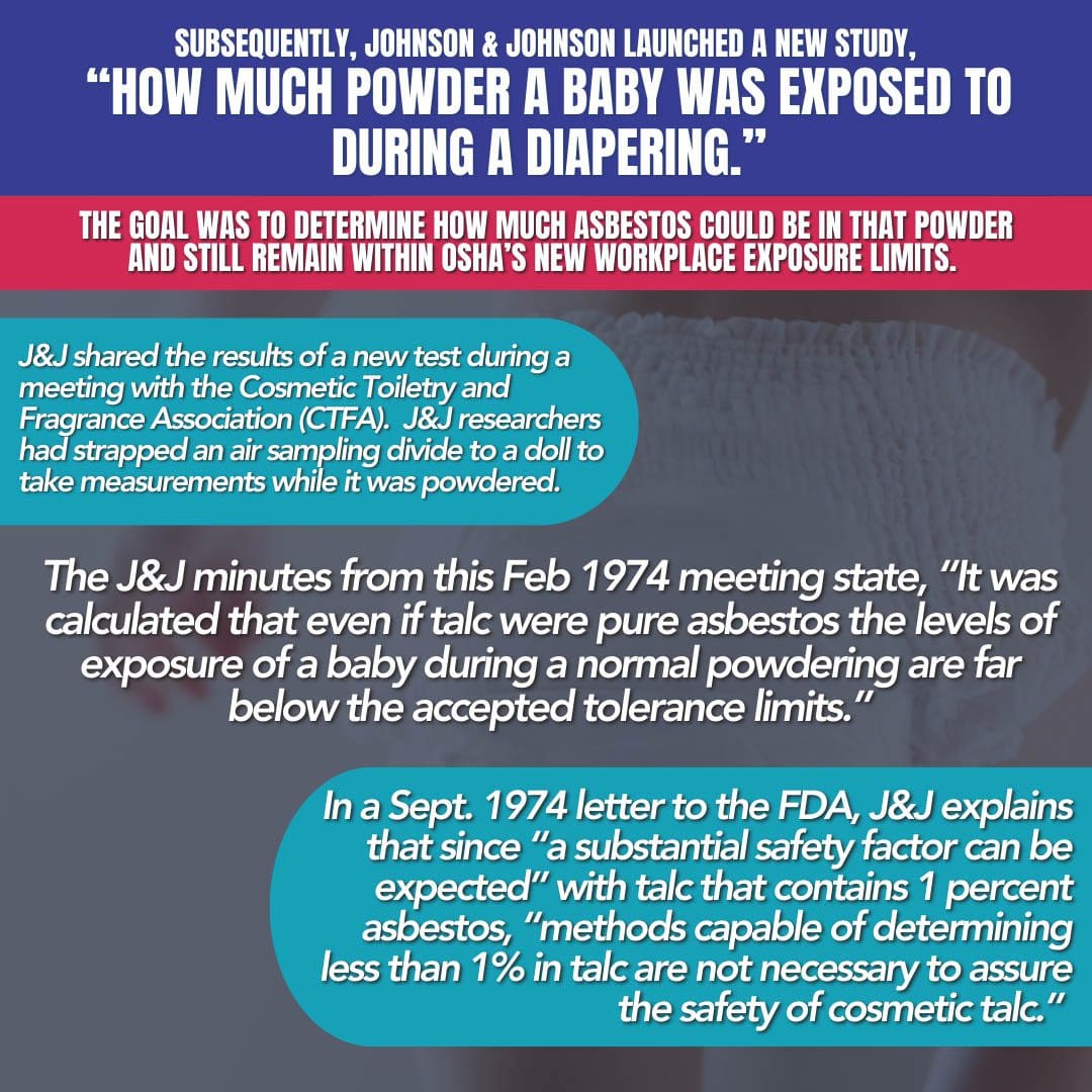 THE GOAL WAS TO DETERMINE HOW MUCH ASBESTOS COULD BE IN THAT POWDER AND STILL REMAIN WITHIN OSHA'S NEW WORKPLACE EXPOSURE LIMITS