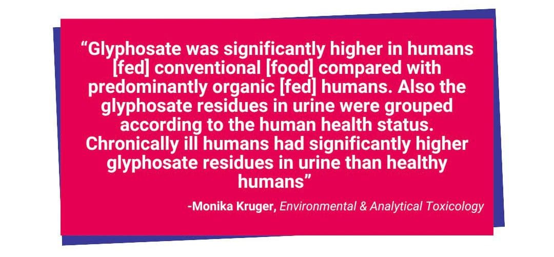 Chronically ill humans had significantly higher glyphosate residues in urine than healthy humans